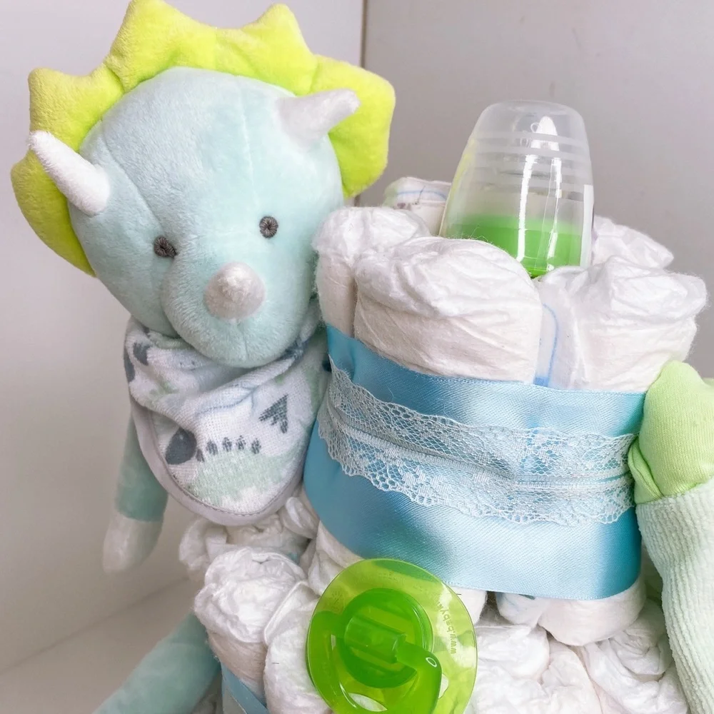 Dinosaur Diaper Cake. Baby Shower Gift